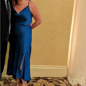 super pretty royal blue asymmetrical dress with slit medium